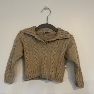 Beautiful luxury knit neutral baby sweater hand knit - Newborn, 0-6 months